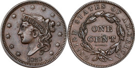 1838 Modified Matron Head Cent. N-12. Rarity-2. Extremely Fine, Light Corrosion.
PCGS# 1741. NGC ID: 225V.
