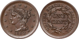 1852 Braided Hair Cent. N-7. Rarity-1. MS-63 BN (PCGS). CAC.
PCGS# 147247. NGC ID: 226J.
Ex Matthews Collection.
Ex Matthews Collection.
