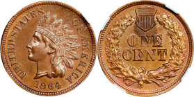 1864 Indian Cent. Bronze. L on Ribbon. Unc Details--Cleaned (NGC).
PCGS# 2079. NGC ID: 227M.
