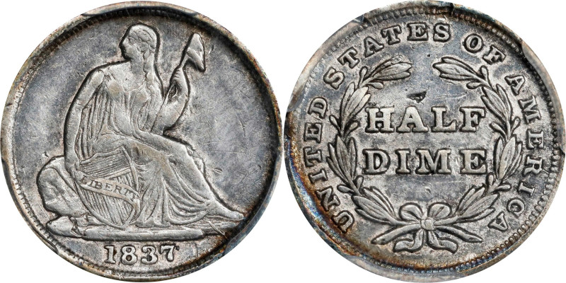 1837 Liberty Seated Half Dime. No Stars. Small Date. AU Details--Damage (PCGS)....