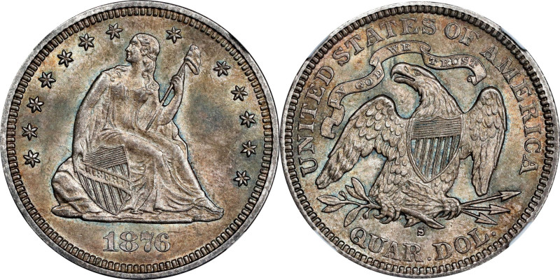 1876-S Liberty Seated Quarter. MS-64 (NGC).
PCGS# 5503. NGC ID: 23V4.