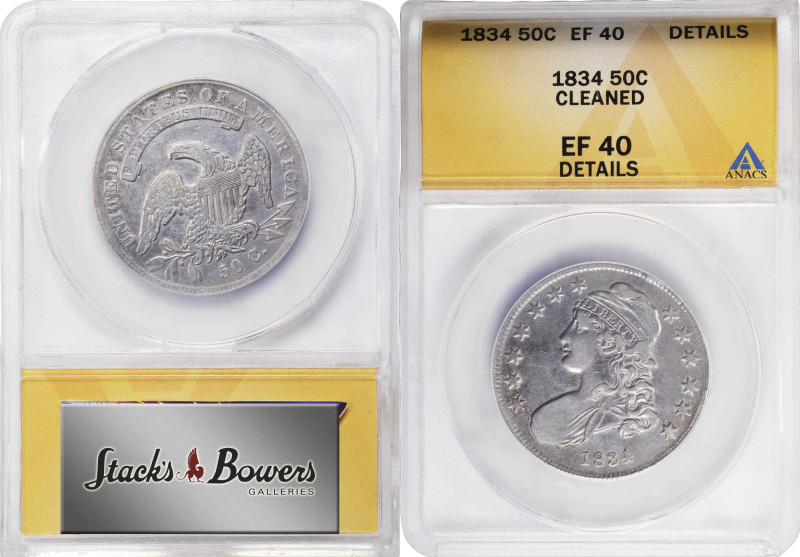 Lot of (2) Capped Bust Half Dollars. Lettered Edge. (ANACS).