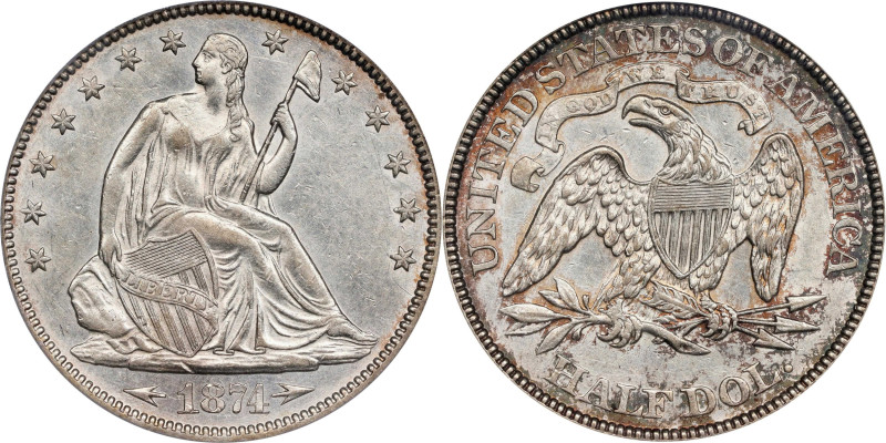 1874 Liberty Seated Half Dollar. Arrows. EF-45 (PCGS). OGH.
PCGS# 6346. NGC ID:...