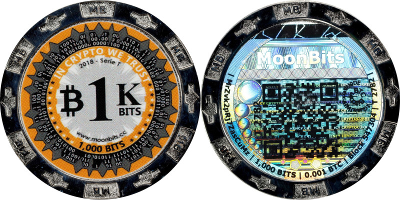 2018 MoonBits 1K Bits 0.001 Bitcoin. Loaded. Firstbits MrZvk2pR. Serial No. T278...