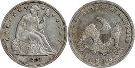 1846 Liberty Seated Silver Dollar. OC-1. Rarity-1. Repunched 1. AU Details--Cleaned (PCGS).
PCGS# 6932. NGC ID: 24YG.