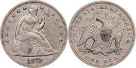 1872-S Liberty Seated Silver Dollar. OC-1, the only known dies. Rarity-3-. VF Details--Cleaned (PCGS).
PCGS# 6970. NGC ID: 24ZL.
