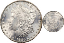 1880-CC Morgan Silver Dollar. MS-62 (NGC).
PCGS# 7100. NGC ID: 2542.
From the Maine Carson City Hoard.
From the Maine Carson City Hoard.