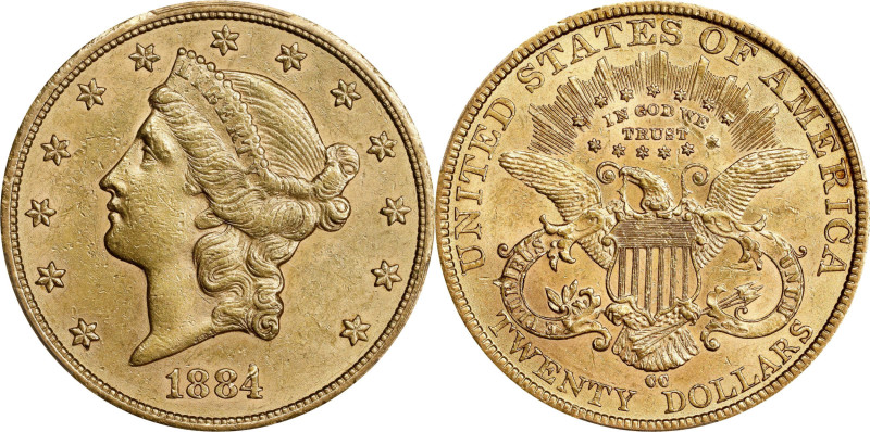 1884-CC Liberty Head Double Eagle. AU Details--Altered Surfaces (PCGS).
PCGS# 9...