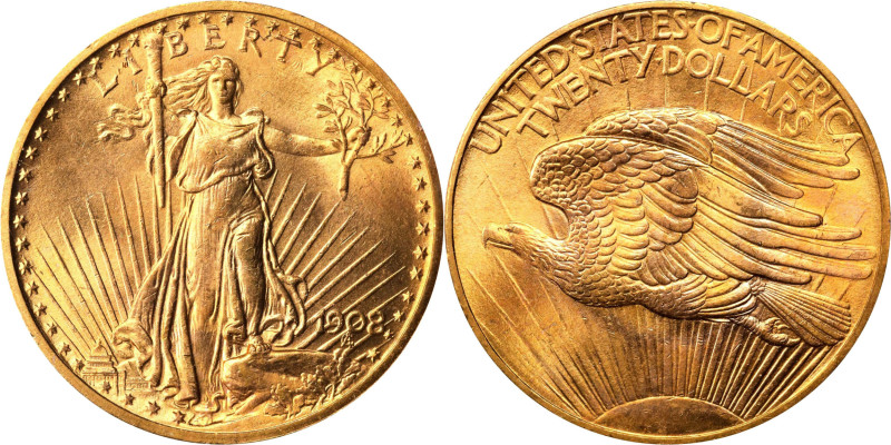 1908 Saint-Gaudens Double Eagle. No Motto. MS-63 (PCGS). CAC. OGH Rattler.
PCGS...