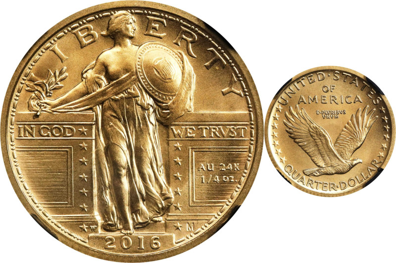 2016-W 100th Anniversary Standing Liberty Quarter. Gold. First Releases. Specime...