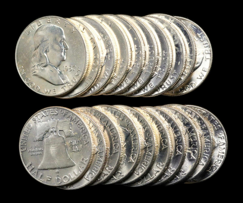 Roll of 1957-D Franklin Half Dollars. Mint State (Uncertified).