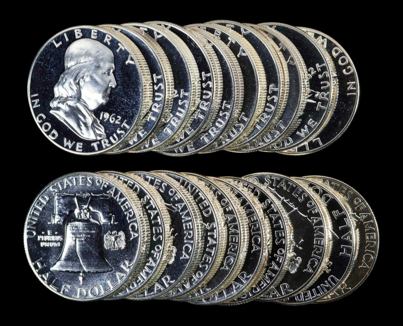 Roll of 1962 Franklin Half Dollars. Proof (Uncertified).