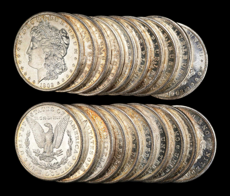 Roll of 1902-O Morgan Silver Dollars. Mint State (Uncertified).