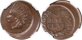 1864 Indian Cent. Bronze. Struck 25% Off Center. MS-62 BN (NGC).
From the Barry Harding Collection.