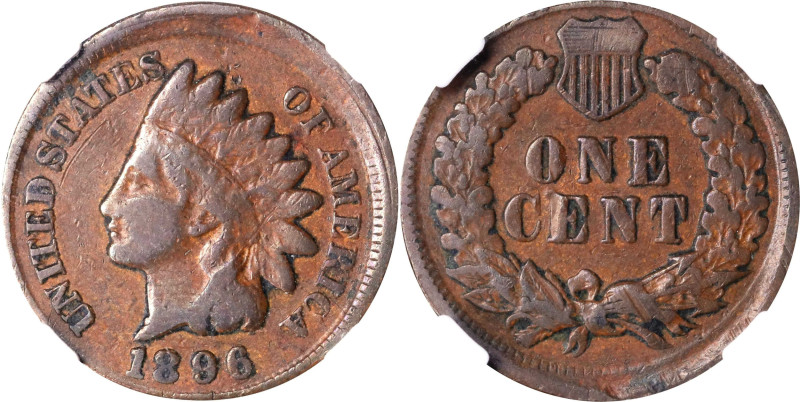 1896 Indian Cent. Broadstruck. VF-20 BN (NGC).
From the Barry Harding Collectio...