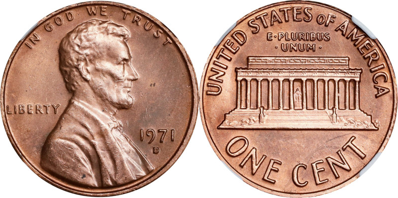 1971-D Lincoln Cent. Struck on a Thick Planchet. MS-62 RD (NGC).
4.1 grams.
Fr...