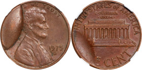 1975-D Lincoln Cent. LC-75D-2A. Obverse Die Break. AU-58 BN (NGC).
From the Barry Harding Collection.