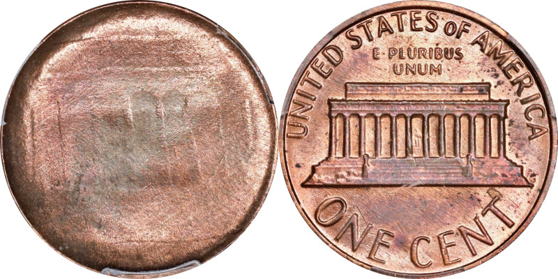 Undated (1959-1982) Lincoln Cent. Memorial Reverse. Bronze. Late Stage Brockage....