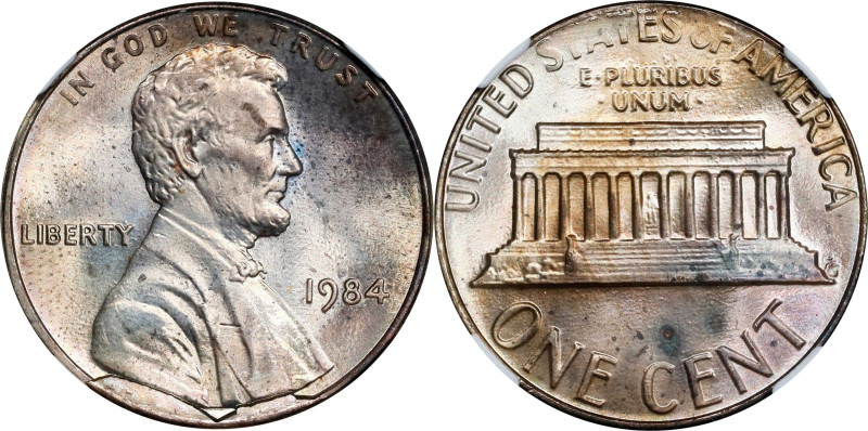 1984 Lincoln Cent. Struck on an Unplated Zinc Planchet, With Obverse Die Breaks....