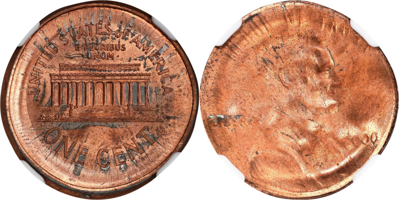 2000 Lincoln Cent. Reverse Capped Die. MS-64 RD (NGC).
From the Barry Harding C...