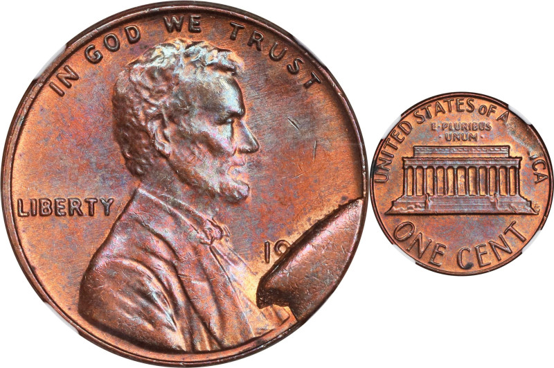 Undated Lincoln Cent. Memorial Reverse. LC-ND-72 (mem). Obverse Die Break. MS-65...