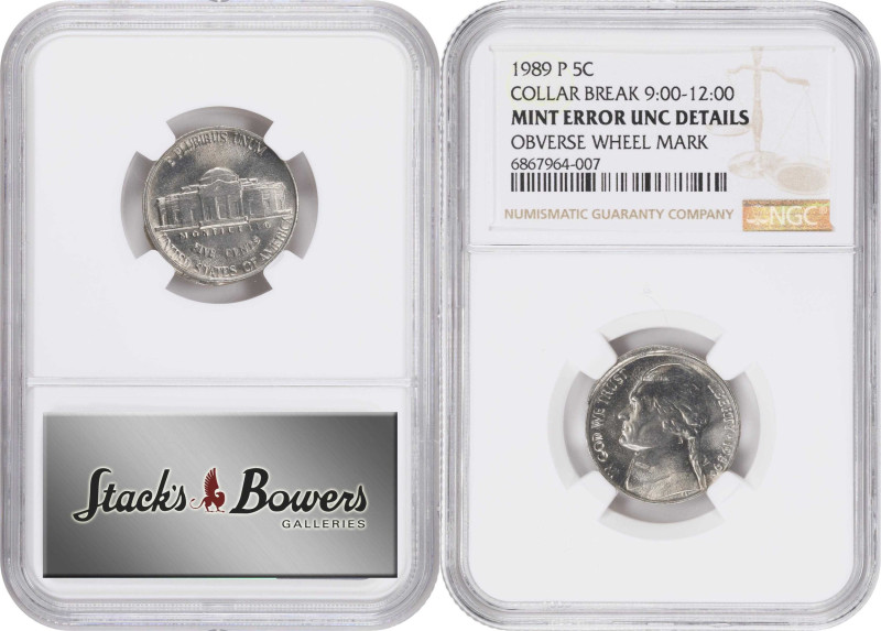 Lot of (2) Jefferson Nickel Mint Errors. (NGC).
Included are: 1970-S Obverse Di...