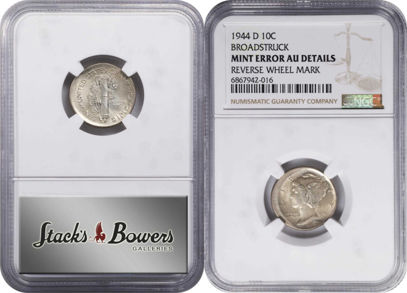 Lot of (2) 1944-Dated Mercury Dimes. Broadstruck. AU Details (NGC).
Included ar...