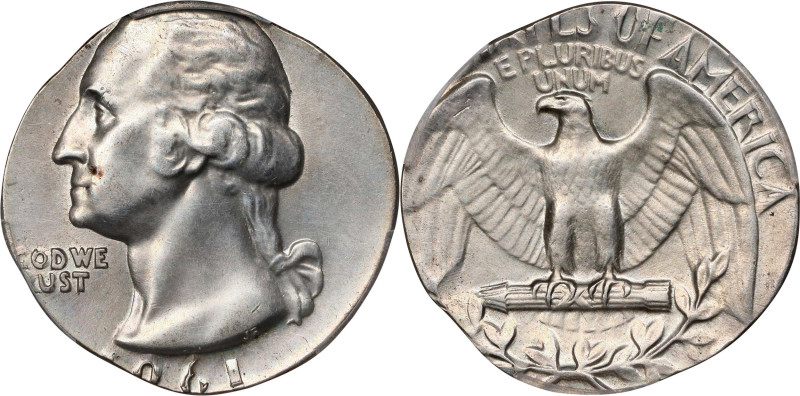 1961 Washington Quarter. Struck on a Silver Dime Planchet. AU Details--Cleaned (...