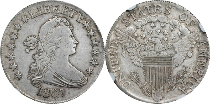 1807 Draped Bust Half Dollar. O-102, T-8. Rarity-2. EF Details--Improperly Clean...