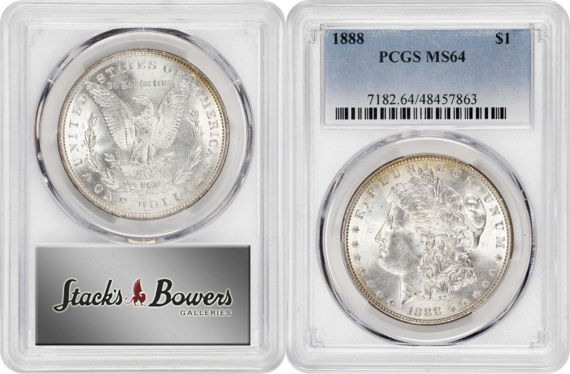 Lot of (4) 1888 Morgan Silver Dollars. MS-64 (PCGS).
PCGS# 7182. NGC ID: 2555.