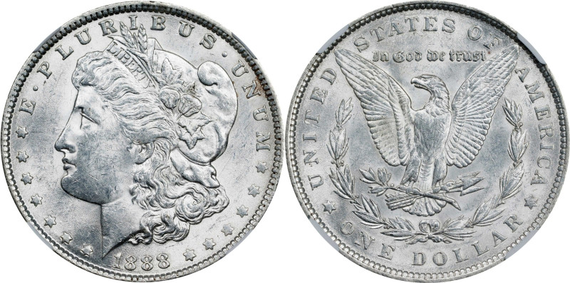 1888 Morgan Silver Dollar. VAM-11A. Top 100 Variety. Doubled Die Obverse, Double...