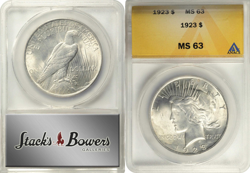 Lot of (3) Uncirculated Peace Silver Dollars. (ANACS).
Included are: 1922 MS-63...