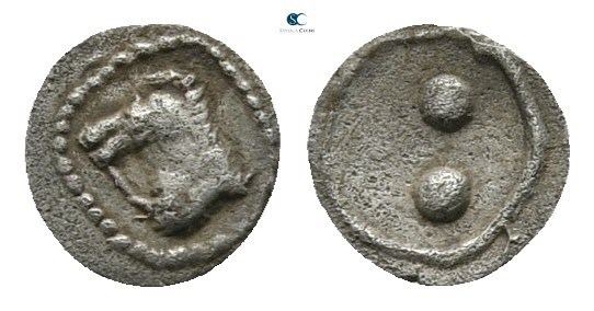 Sicily. Gela circa 480-470 BC. 
Hexas - Dionkion AR

5 mm., 0,05 g.

Head a...