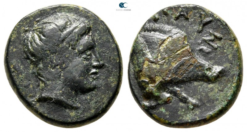 Kings of Macedon. Pausanias 395-393 BC. 
Bronze Æ

17 mm., 4,04 g.

Male he...