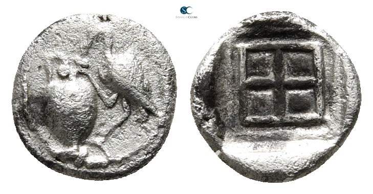 Macedon. Terone circa 420 BC. 
Hemiobol AR. Light Thraco-Macedonian standard
...