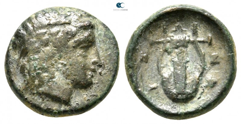 Thrace. Zone 375-350 BC. 
Bronze Æ

11 mm., 1,38 g.

Laureate head of Apoll...