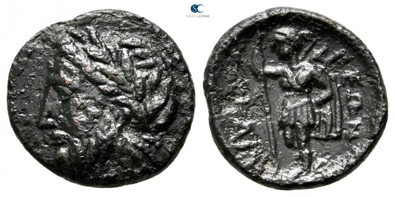 Thessaly. Ekkarra 325-320 BC. 
Chalkous Æ

1 mm., 1,66 g.

Laureate head of...