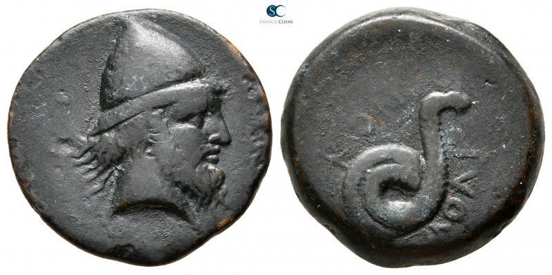 Thessaly. Homolion circa 350 BC. 
Dichalkon Æ

19 mm., 5,59 g.

Head of Phi...
