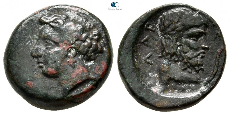 Thessaly. Larissa 370-360 BC. 
Dichalkon Æ

17 mm., 4,10 g.

 Head of the n...