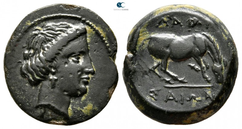 Thessaly. Larissa circa 350-320 BC. 
Dichalkon Æ

18 mm., 4,04 g.

Head of ...