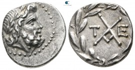 Achaia. Achaian League. Tegea 100-50 BC. Triobol-Hemidrachm AR