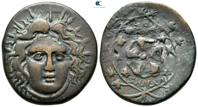 Islands off Caria. Rhodos 88-43 BC. Zenon, magistrate
Bronze Æ

35 mm., 20,48...