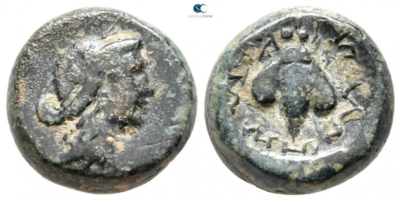Lydia. Tripolis 200-100 BC. 
Bronze Æ

12 mm., 3,24 g.

Laureate head of Ap...