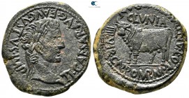 Hispania. Clunia. Tiberius AD 14-37. Cnaeus Pompeius, M. Avus, T. Antonius and M. Julius Seranus, quattorviri. As Æ