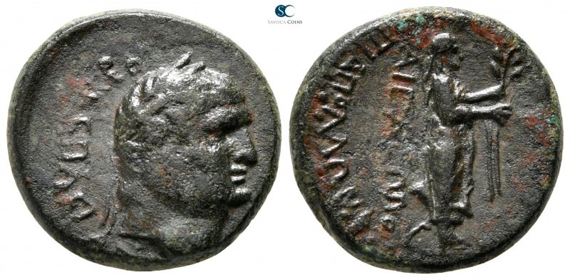 Aiolis. Aigai. Vespasian AD 69-79. 
Bronze Æ

17 mm., 3,63 g.

OVECΠACIANOC...