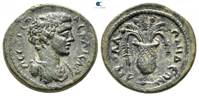 Lydia. Apollonis . Geta as Caesar AD 197-209. 
Bronze Æ

19 mm., 3,71 g.

Π...