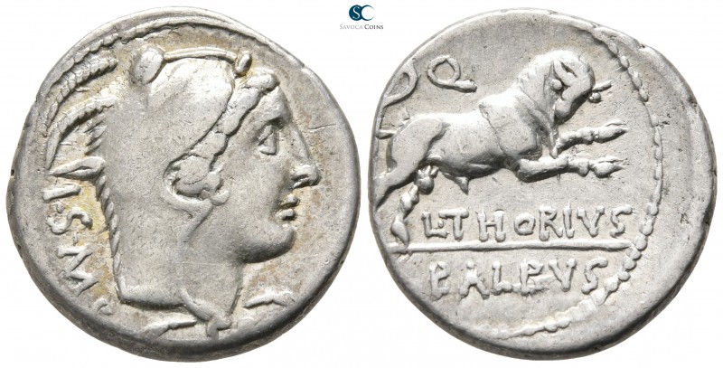 L. Thorius Balbus 105 BC. Rome
Denarius AR

18 mm., 3,83 g.

I • S • M • R,...