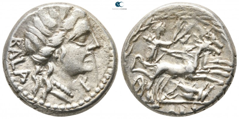 C. Allius Bala 92 BC. Rome
Denarius AR

17 mm., 3,92 g.

BALA, diademed hea...