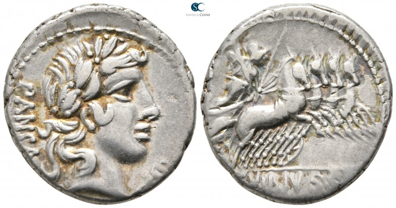 C. Vibius C.f. Pansa 90 BC. Rome
Denarius AR

19 mm., 3,88 g.

PANSA, laure...