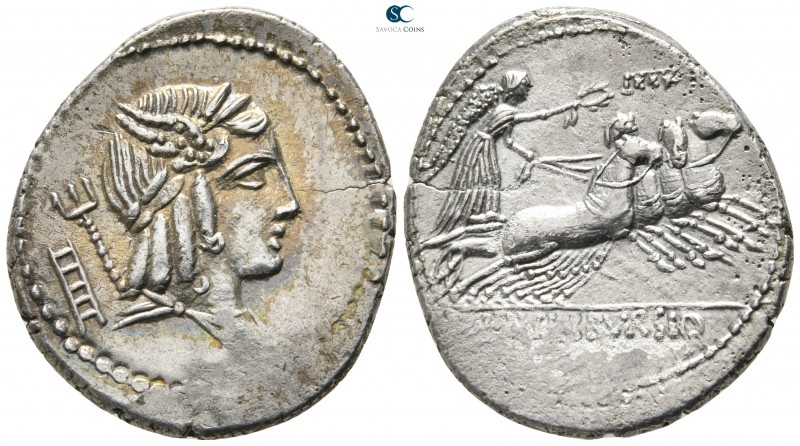 L. Iulius Bursio 85 BC. Rome
Denarius AR

22 mm., 3,90 g.

Laureate, winged...
